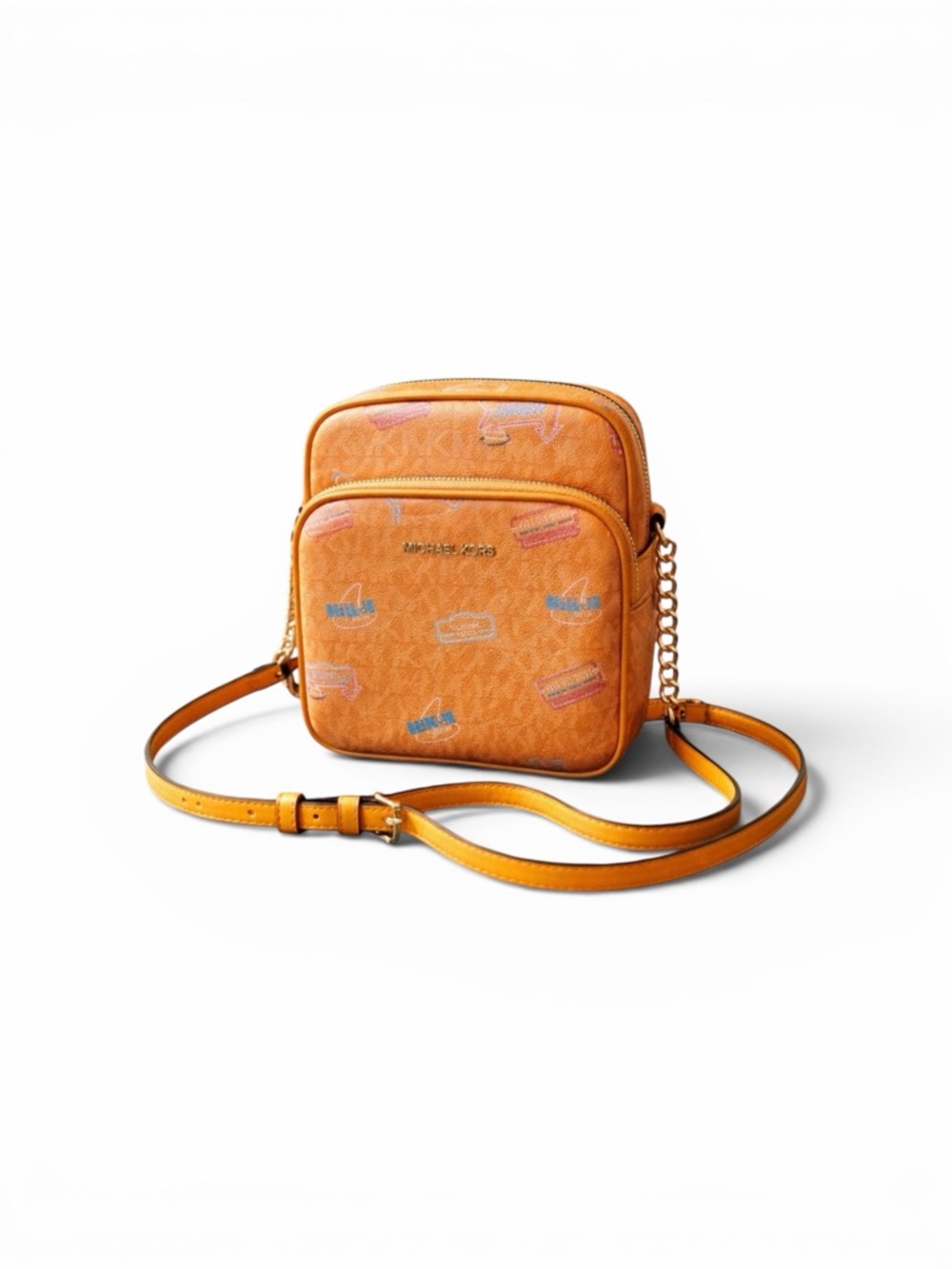 NWT Michael Kors Jet Travel Set Pop Orange Crossbody Bag